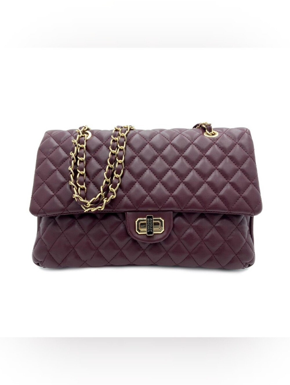 Badgley Mischka Plum Quilted Messenger Bag Brand New With Tags